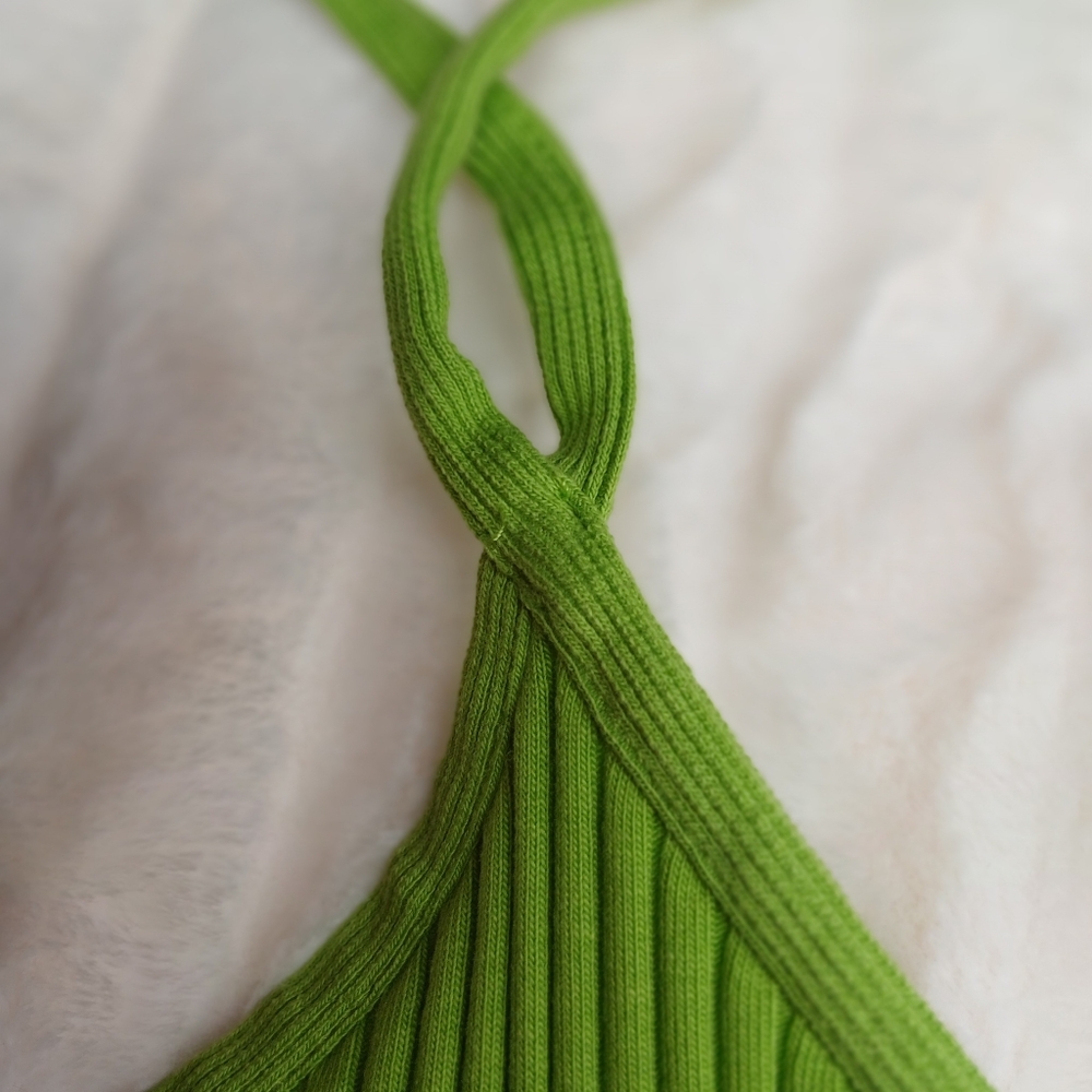 ZARA Green Ribbed Cutout Bodysuit | Criss-Cross Waist | Size M | NWT - Picture 12 of 16